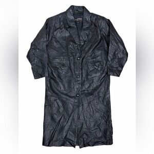 WILSONS LEATHER Long Goth Trench Vintage Retro Designer Jacket Coat Mens Medium